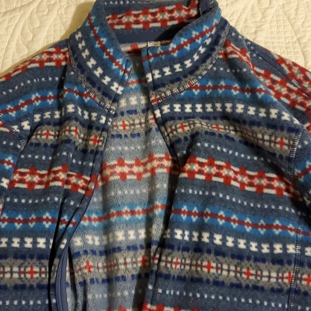 Uniqlo Blue Patterned fleece zip up